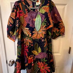 Farm Rio Cool Macaw Floral Multicolor Dress